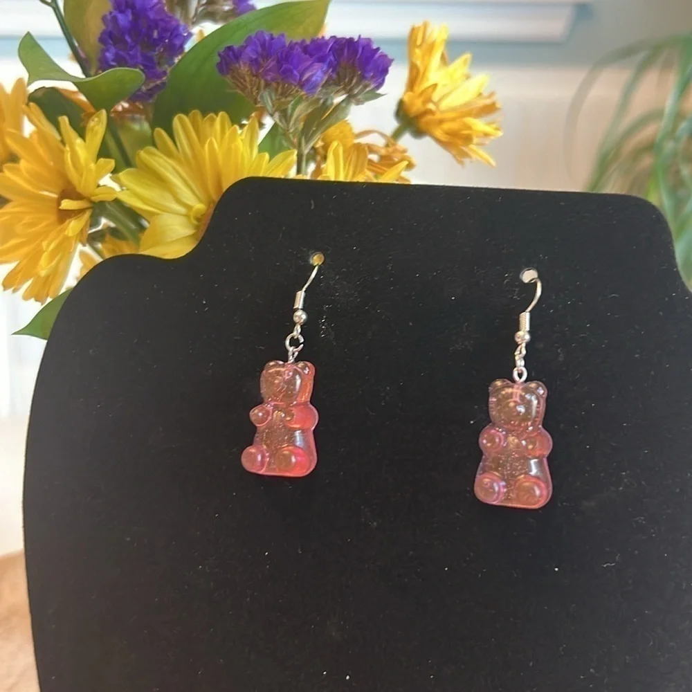 Gummy Bear Earrings - Pink - NWT - Pink dangle earrings - Picture 2 of 4